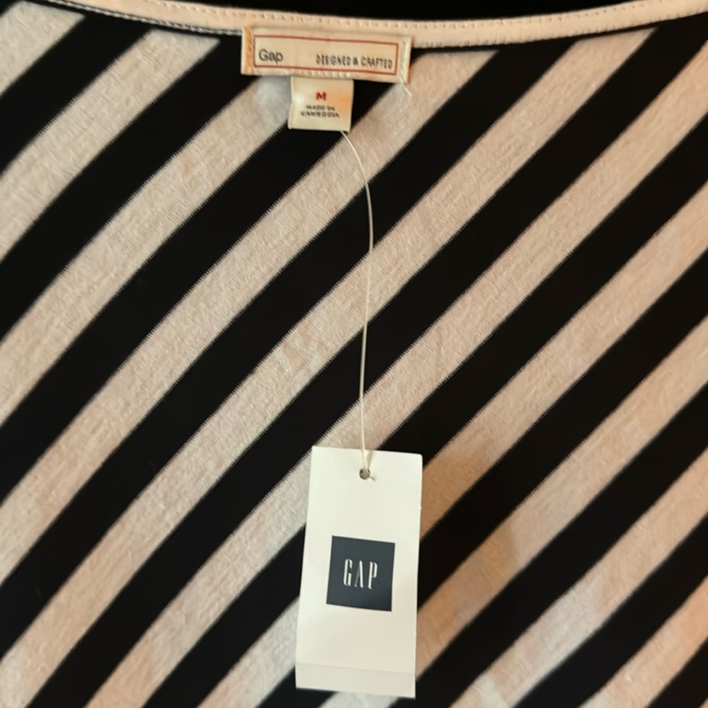 Navy striped cotton Gap dress . New with tag.